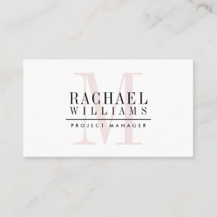 Carte De Visite MONOGRAS nom moderne simple élégant rose noir