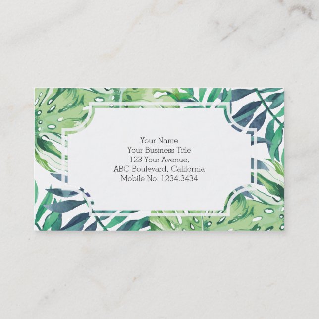 Carte De Visite Monstera Deliciosa Hawaiian Island Tropiques Feuil (Dos)