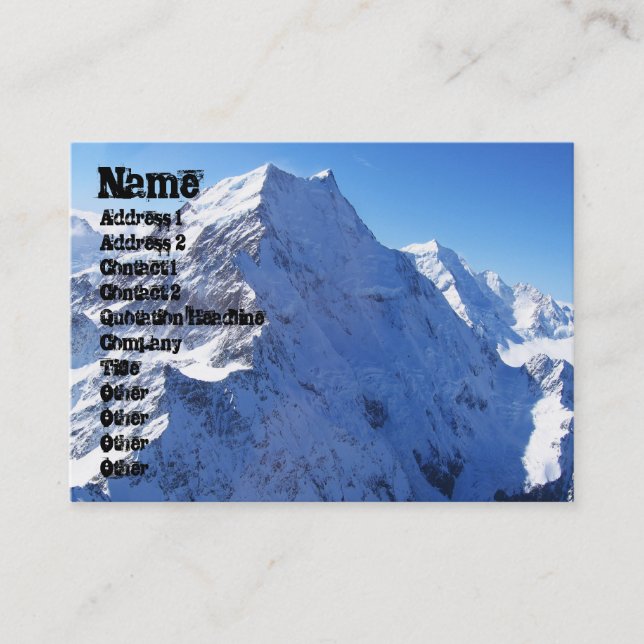 Carte De Visite Mont Cook (Aoraki) Peak, Nouvelle-Zélande (Devant)