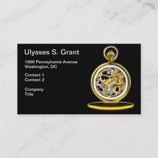 Carte De Visite Montre de poche d'or de Pocketwatch (Devant)