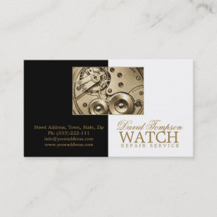 Carte De Visite Montre Service de réparation Watchmaker Black & Wh