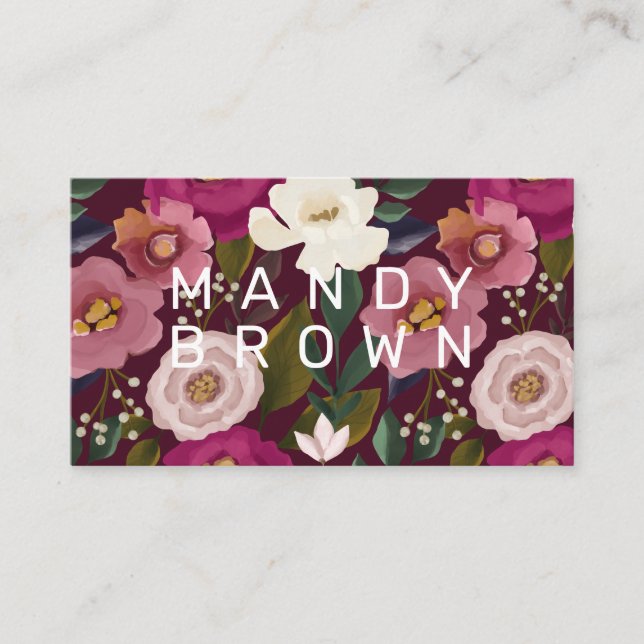 Carte De Visite Moody & Elegant Aquarelle Ameublement Floral (Devant)