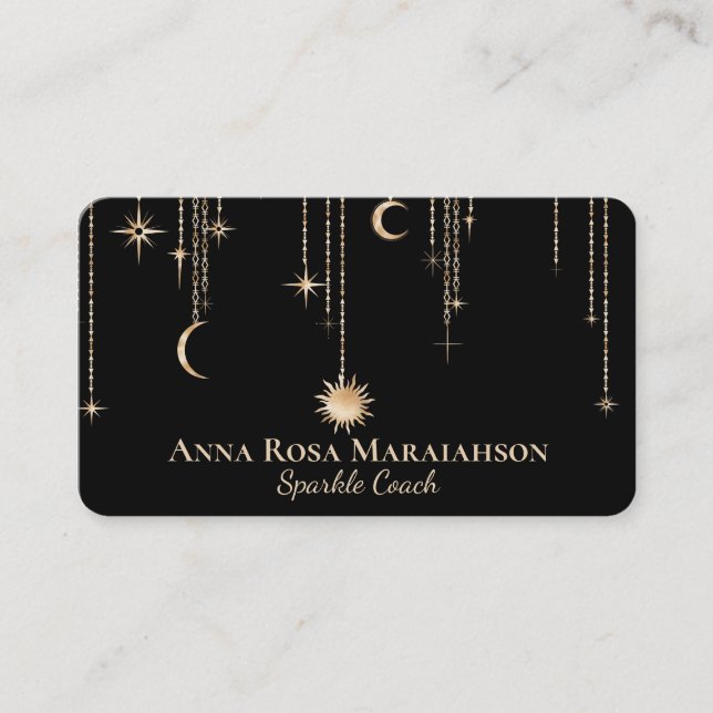 Carte De Visite *~* Moon Cosmars Stars Gold Sparkle Parties scinti (Devant)