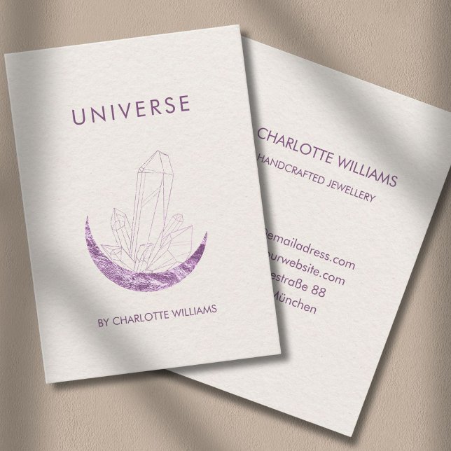 Carte De Visite Moon Crystal Energy Healer Business Card (Moon Crystal Energy Healer Business Card - Beige-Violet)