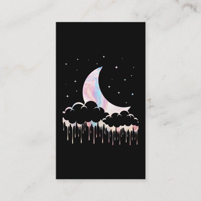 Carte De Visite Moon Kawaii Crescent Witchy Pastel Goth (Devant)