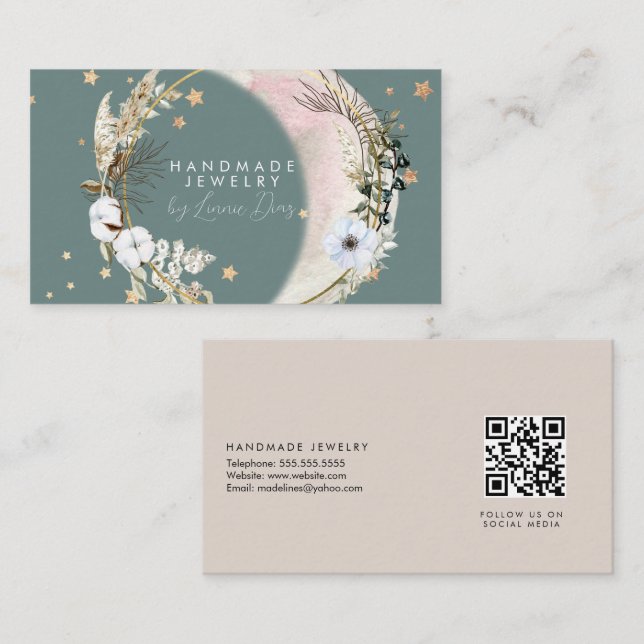 Carte De Visite Moon Star Artiste bijouterie artisanale Faux Gold  (Devant / Derrière)