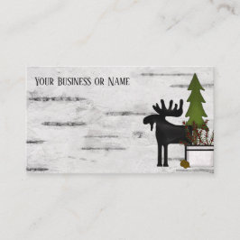 Carte De Visite Moose silhouette rustique sur écorce d'arbre à bou