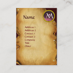 Carte De Visite MORGANA ET DRAGON PARCHEMENT MONOGRAMME Purple Gem