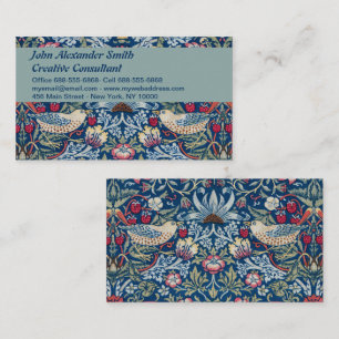 Carte De Visite Morris Strawberry Thief Classique Bleu Indigo Fin
