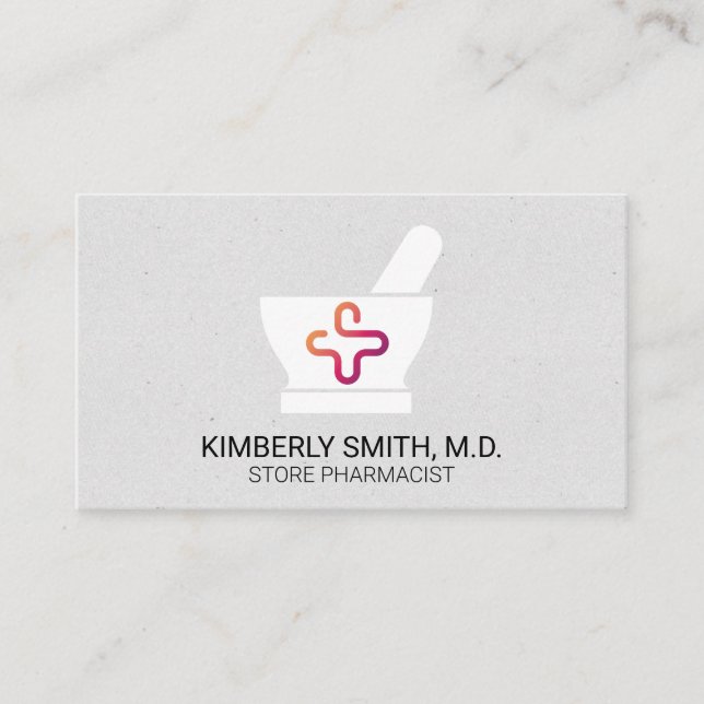 Carte De Visite Mortar and Pestle | Pharmacist | Medicine Logo (Devant)