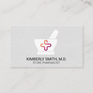 Carte De Visite Mortier et Pilon   Pharmacien   Logo de Médicament