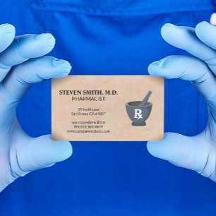 Carte De Visite Mortier et pilon   Pharmaciste   Symbole Rx