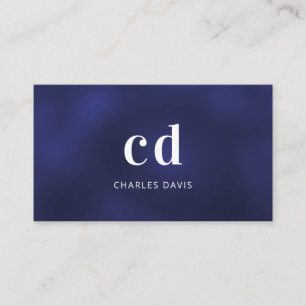 Carte De Visite Mosaïque bleu blanc initiales minimaliste