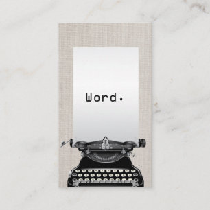 Carte De Visite "Mot." Écrivain de lin élégant pour machine à écri