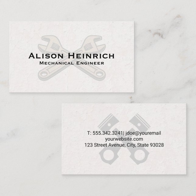 Carte De Visite Moteur de voiture Piston | Dépouille (Devant / Derrière)