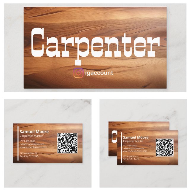Carte De Visite Moteur rustique moderne et simple (Modern and Simple Rustic Carpenter Business Card
)