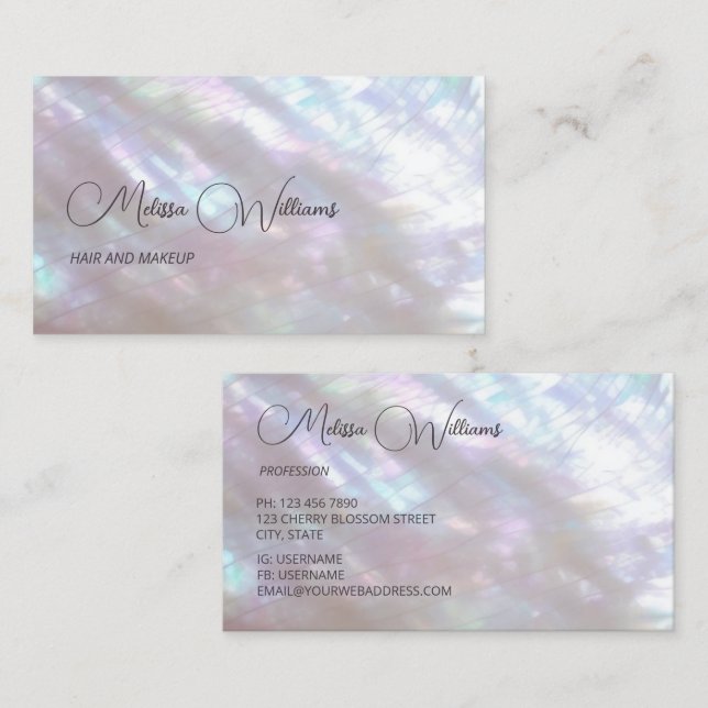 Carte De Visite Mother-of-pearl Shimmering (Devant / Derrière)