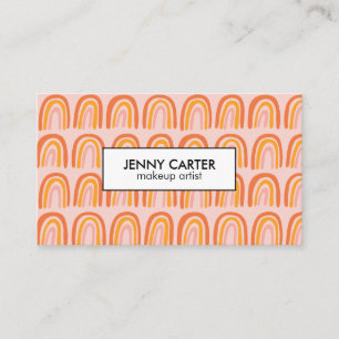Carte De Visite Motif à arc-en-ciel rose simple