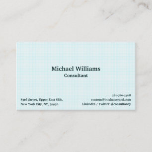Carte De Visite Motif à carreaux bleu aqua tendance moderne élégan