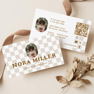 Carte De Visite Motif à carreaux Influenceur sur les médias sociau