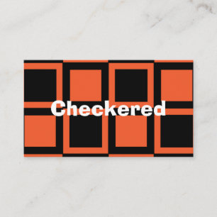 Carte De Visite Motif à carreaux noir orange