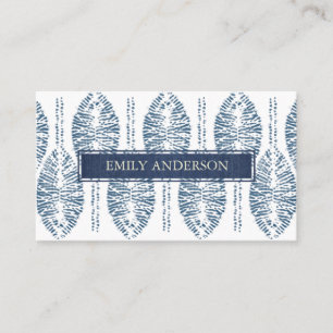 CARTE DE VISITE MOTIF À FEUILLES BIOLOGIQUES INDIGO BLUE TIE DYE 