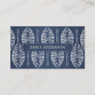 CARTE DE VISITE MOTIF À FEUILLES BIOLOGIQUES INDIGO BLUE TIE DYE 