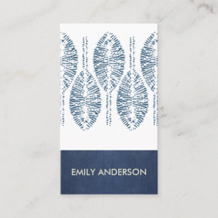 CARTE DE VISITE MOTIF À FEUILLES BIOLOGIQUES INDIGO BLUE TIE DYE 