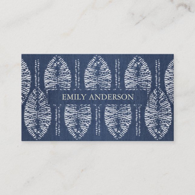 CARTE DE VISITE MOTIF À FEUILLES BIOLOGIQUES INDIGO BLUE TIE DYE B (Devant)