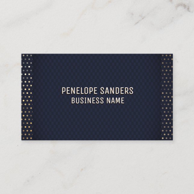 Carte De Visite Motif à lunettes d'or | Luxe Bleu foncé (Devant)
