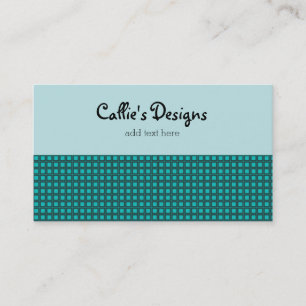 Carte De Visite Motif à petits carreaux sarcelle et aqua