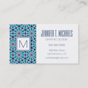 Carte De Visite Motif Abstrait En Bleu Et Gris