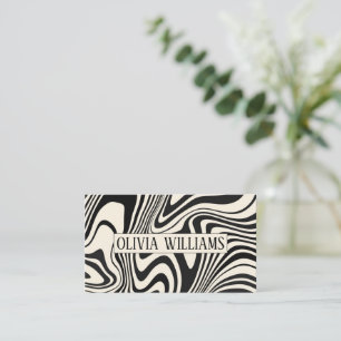 Carte De Visite Motif Abstrait Retro Black Swirl