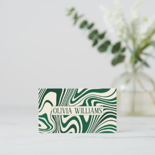 Carte De Visite Motif Abstrait Retro Green