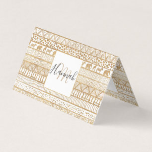 Carte De Visite Motif africain tribal branché White & Gold