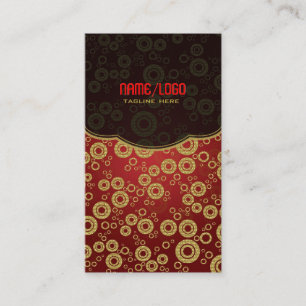 Carte De Visite Motif aléatoire rouge et Gold Retro
