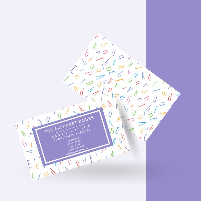 Carte De Visite Motif alphabet - Enseignant substitut / Tuteur (Créateur téléchargé)