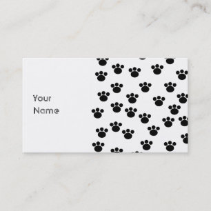 Carte De Visite Motif animal d'empreinte de patte. Noir et blanc.