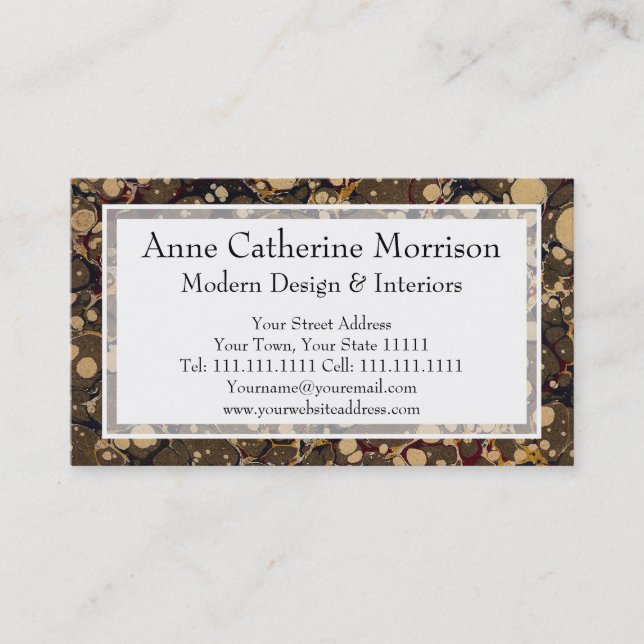 Carte De Visite Motif antique de style de camouflage de papier de (Devant)