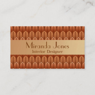 Carte De Visite Motif Art déco, cuivre et rouille Brown