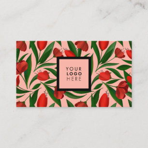 Carte De Visite Motif avec tulipe rouge