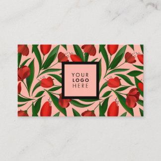 Carte De Visite Motif avec tulipe rouge