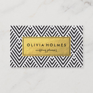 Carte de visite Motif Black & Gold Chevron