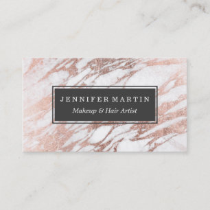 Carte De Visite Motif blanc et rose élégant chic de marbre d'or