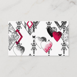 Carte De Visite Motif blanc h de Valentines de jour de noir sans