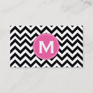 Carte De Visite Motif blanc noir de Chevron de monogramme