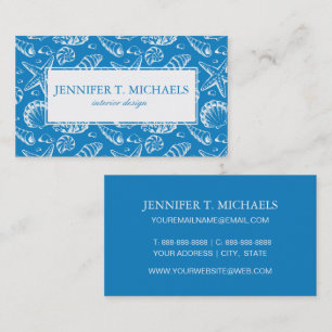 Carte De Visite Motif bleu de plage de monogramme