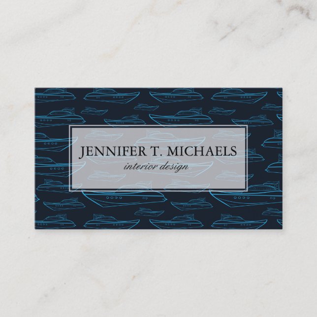 Carte De Visite Motif bleu de yacht (Devant)