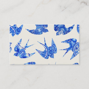 Carte De Visite Motif bleu d'oiseau d'hirondelle d'aquarelle