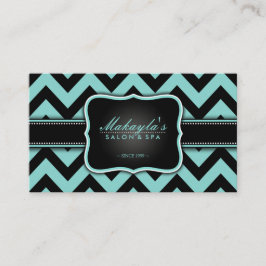 Carte De Visite Motif bleu et noir turquoise élégant de Chevron